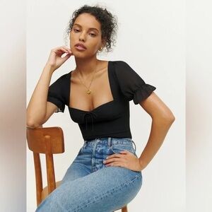 Reformation Delevan Top Blouse in Black